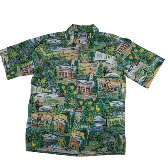 Vintage Reyn Spooner University of Oregon Ducks Allover Print Button Down Shirt - Picture 1 of 7
